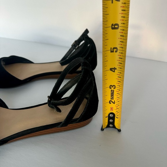 Crown Vintage Women’s black pointed toe faux suede ballet flat adjustable strap - Picture 9 of 17